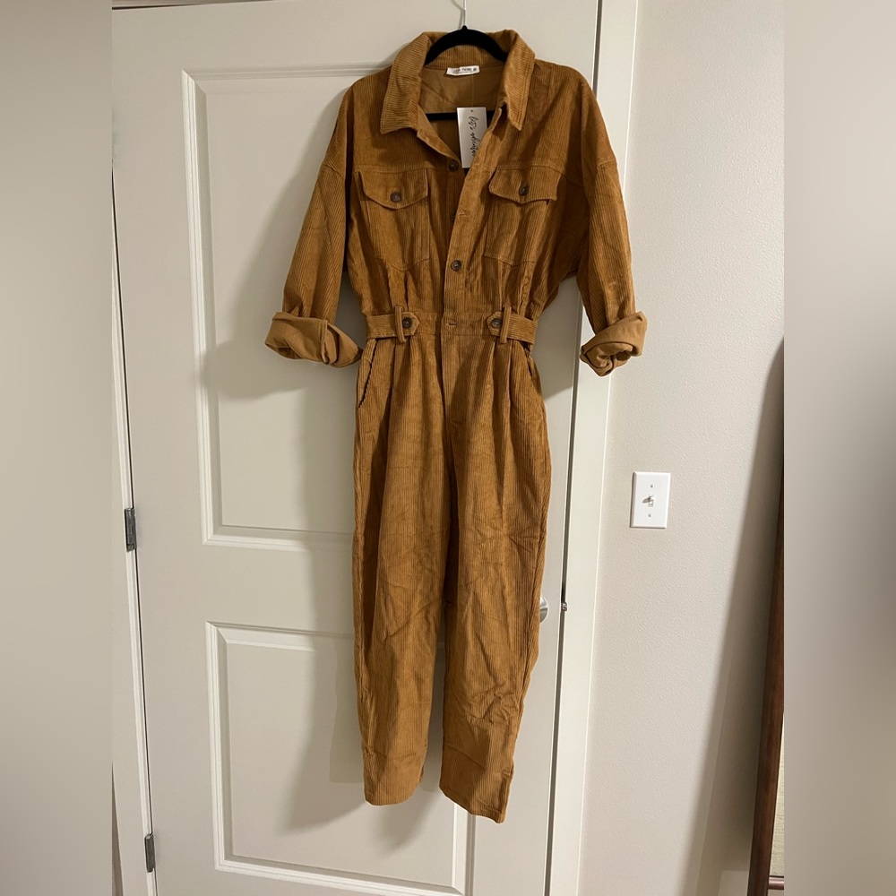 12th Tribe Corduroy Jumpsuit in Camel Brown - Picture 6 of 7
